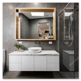 Neue bodengleiche Dusche mit großformatigen Fliesen