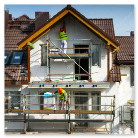 Fassade neu gestrichen mit Gerüst